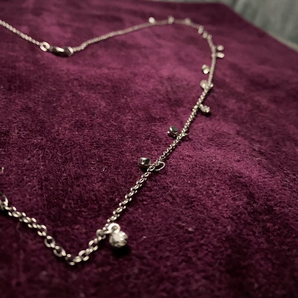 Silver Stone-Beaded Translucent Long-Chain Necklace [NEW] - Picture 2 of 5